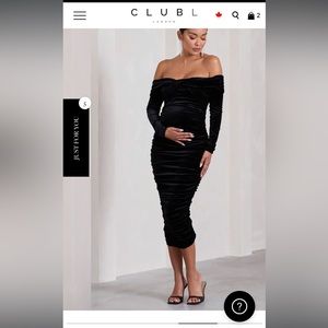 Club L London maternity dress in black velvet (size 8)